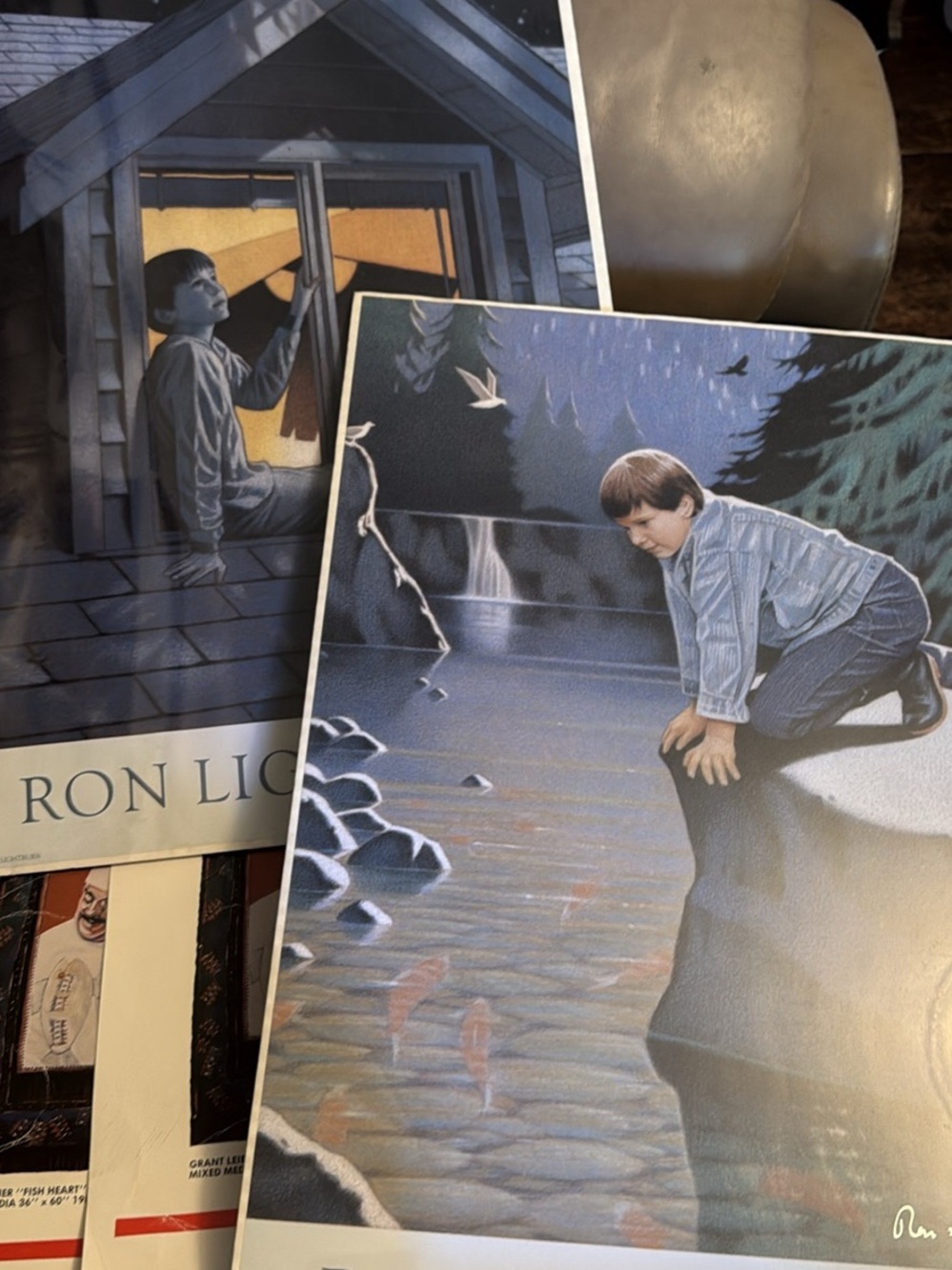 - Ron lightburn collection prints Boy by the Stream Art Print in Blue and Gray
